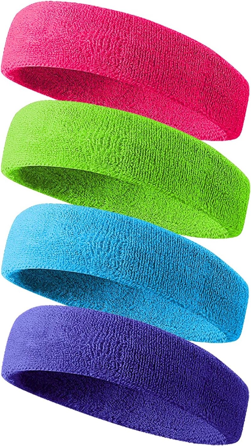 Tanluhu Sweatbands Sport Headbands for Men & Women,Terry Cloth Sweat Band for Tennis, Running, Basketball, Working Out, Execise - Athletic Sweat Cotton Headband Outdoor - Image 1